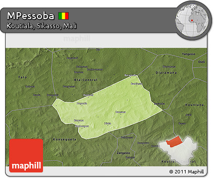 Physical 3D Map of MPessoba, darken