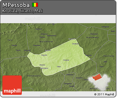 Physical 3D Map of MPessoba, darken