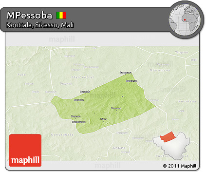 Physical 3D Map of MPessoba, lighten