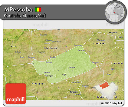 Physical 3D Map of MPessoba, satellite outside