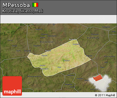 Satellite 3D Map of MPessoba, darken