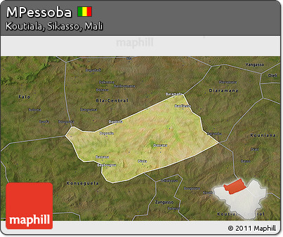 Satellite 3D Map of MPessoba, darken
