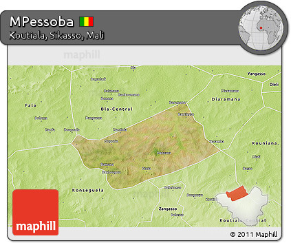 Satellite 3D Map of MPessoba, physical outside
