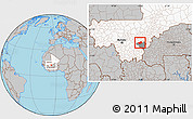 Gray Location Map of MPessoba, highlighted country, highlighted parent region