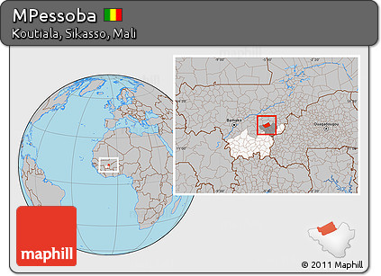 Gray Location Map of MPessoba, highlighted parent region, highlighted grandparent region