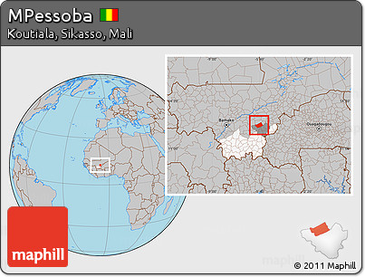 Gray Location Map of MPessoba, highlighted parent region, highlighted grandparent region