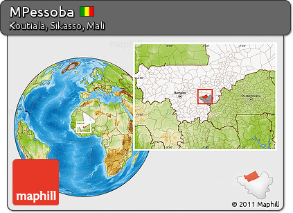 Physical Location Map of MPessoba, highlighted country, highlighted parent region