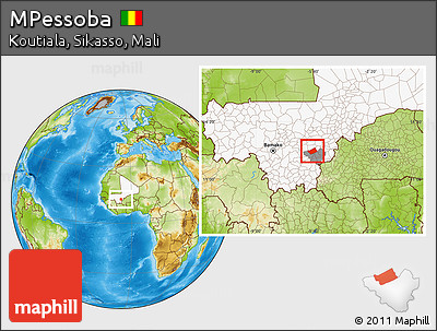 Physical Location Map of MPessoba, highlighted country, highlighted parent region