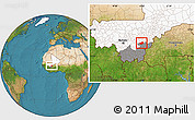 Satellite Location Map of MPessoba, highlighted country, highlighted grandparent region