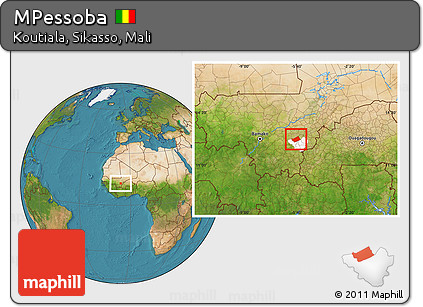 Satellite Location Map of MPessoba, highlighted parent region