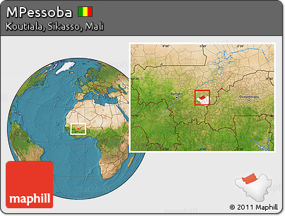 Satellite Location Map of MPessoba, highlighted parent region