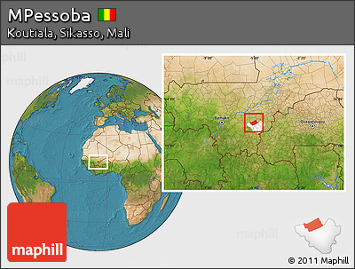 Satellite Location Map of MPessoba, highlighted parent region