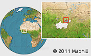 Satellite Location Map of MPessoba, highlighted parent region, highlighted grandparent region