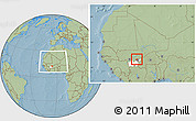 Savanna Style Location Map of MPessoba, highlighted parent region, highlighted grandparent region, within the entire country, hill shading
