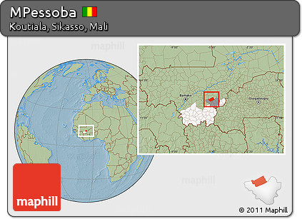 Savanna Style Location Map of MPessoba, highlighted parent region, highlighted grandparent region, hill shading