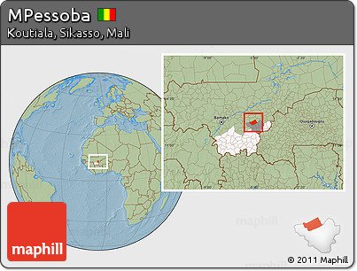 Savanna Style Location Map of MPessoba, highlighted parent region, highlighted grandparent region, hill shading