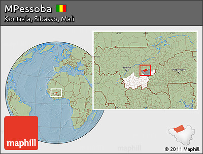 Savanna Style Location Map of MPessoba, highlighted parent region, highlighted grandparent region, hill shading
