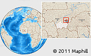 Shaded Relief Location Map of MPessoba, highlighted parent region, highlighted grandparent region