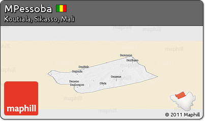 Classic Style Panoramic Map of MPessoba, single color outside