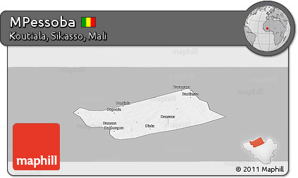 Gray Panoramic Map of MPessoba, single color outside