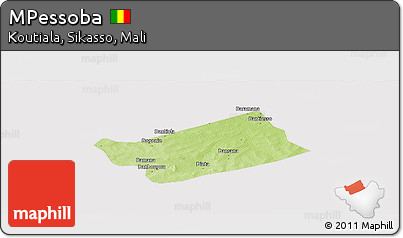 Physical Panoramic Map of MPessoba, cropped outside