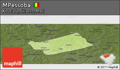 Physical Panoramic Map of MPessoba, darken