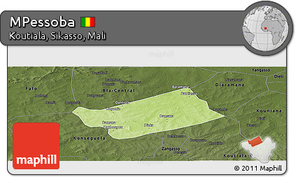 Physical Panoramic Map of MPessoba, darken