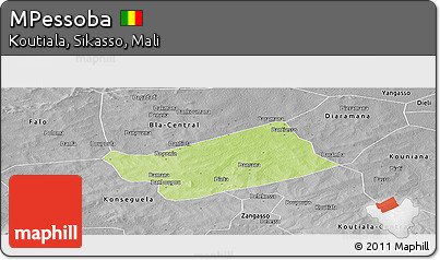 Physical Panoramic Map of MPessoba, desaturated