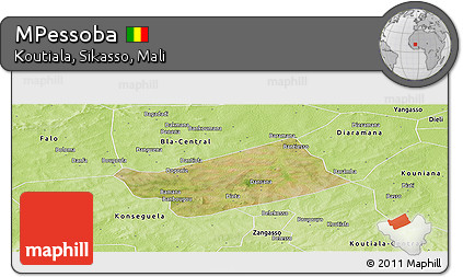 Satellite Panoramic Map of MPessoba, physical outside
