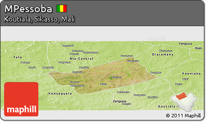 Satellite Panoramic Map of MPessoba, physical outside