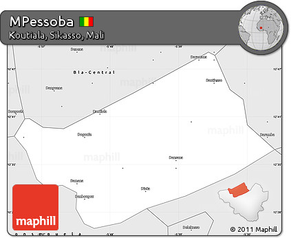 Silver Style Simple Map of MPessoba