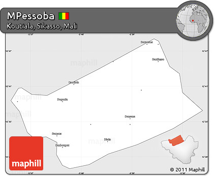Silver Style Simple Map of MPessoba, single color outside