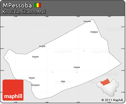 Silver Style Simple Map of MPessoba, single color outside