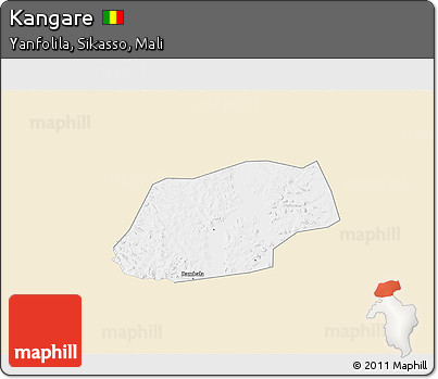Classic Style 3D Map of Kangare, single color outside