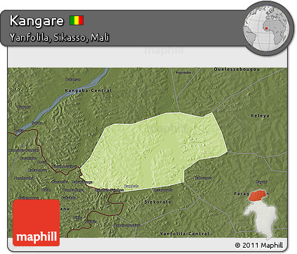 Physical 3D Map of Kangare, darken