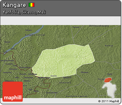 Physical 3D Map of Kangare, darken