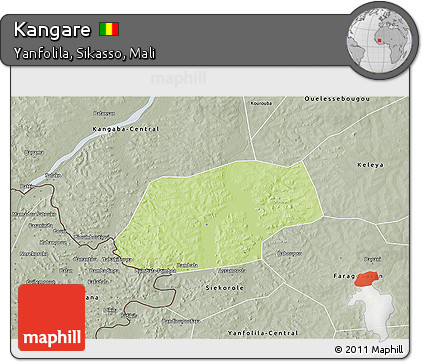 Physical 3D Map of Kangare, semi-desaturated
