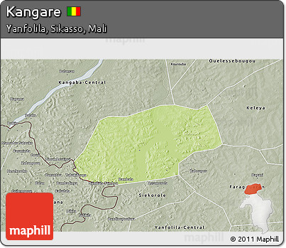 Physical 3D Map of Kangare, semi-desaturated