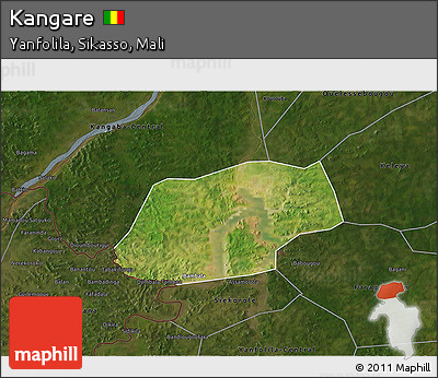 Satellite 3D Map of Kangare, darken