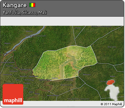 Satellite 3D Map of Kangare, darken