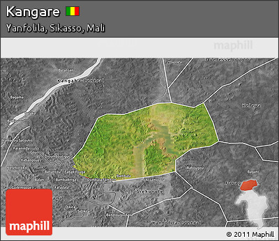 Satellite 3D Map of Kangare, desaturated