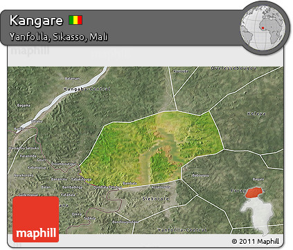 Satellite 3D Map of Kangare, semi-desaturated