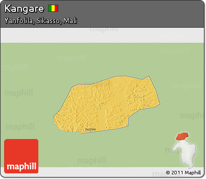 Savanna Style 3D Map of Kangare, single color outside