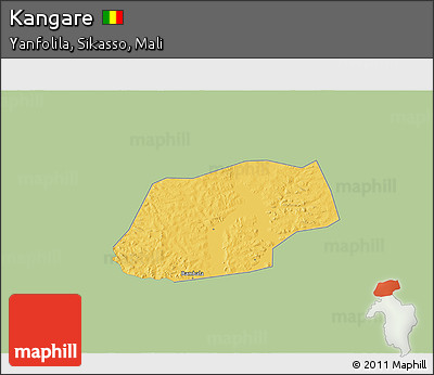 Savanna Style 3D Map of Kangare, single color outside
