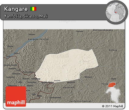 Shaded Relief 3D Map of Kangare, darken