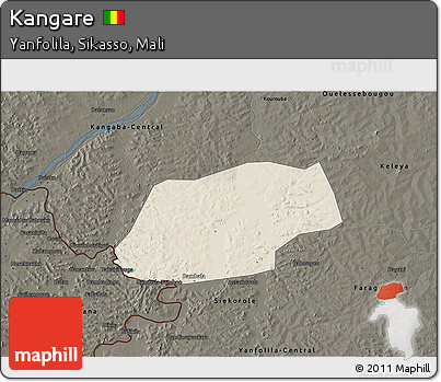 Shaded Relief 3D Map of Kangare, darken