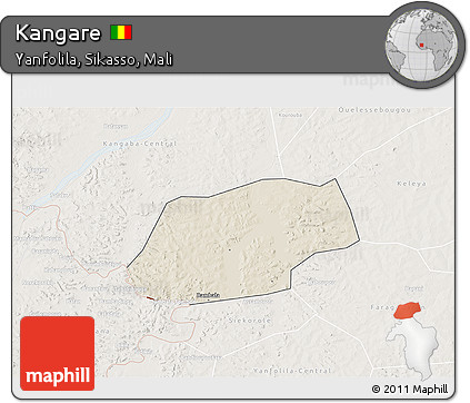 Shaded Relief 3D Map of Kangare, lighten