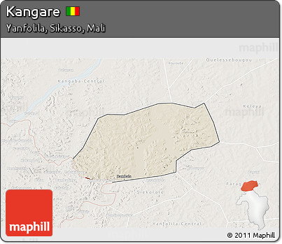 Shaded Relief 3D Map of Kangare, lighten