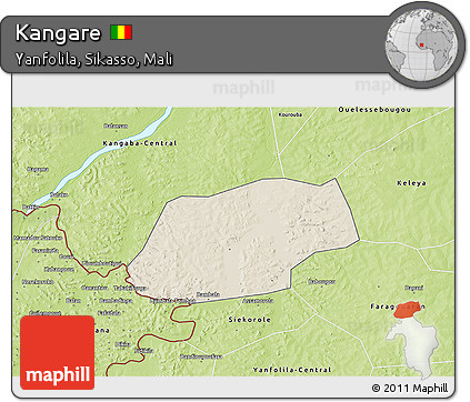 Shaded Relief 3D Map of Kangare, physical outside