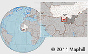 Gray Location Map of Kangare, highlighted country, highlighted grandparent region, hill shading